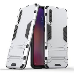 Armor Premium Tactical Grip Kickstand Shockproof Dual Layer Rugged Hard Cover for Xiaomi Mi 9 - Silver