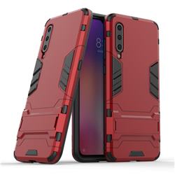 Armor Premium Tactical Grip Kickstand Shockproof Dual Layer Rugged Hard Cover for Xiaomi Mi 9 - Wine Red