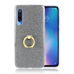 Luxury Soft TPU Glitter Back Ring Cover with 360 Rotate Finger Holder Buckle for Xiaomi Mi 9 - Black