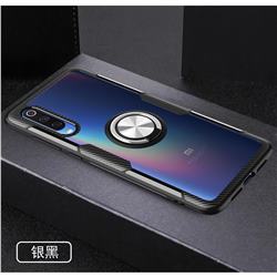 Acrylic Glass Carbon Invisible Ring Holder Phone Cover for Xiaomi Mi 9 - Silver Black