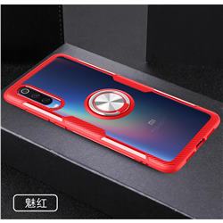 Acrylic Glass Carbon Invisible Ring Holder Phone Cover for Xiaomi Mi 9 - Charm Red