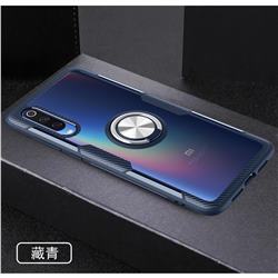 Acrylic Glass Carbon Invisible Ring Holder Phone Cover for Xiaomi Mi 9 - Navy