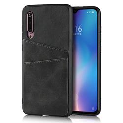 Simple Calf Card Slots Mobile Phone Back Cover for Xiaomi Mi 9 - Black