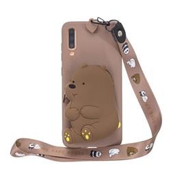 Brown Bear Neck Lanyard Zipper Wallet Silicone Case for Xiaomi Mi 9