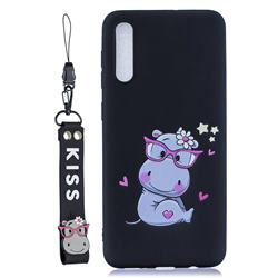 Black Flower Hippo Soft Kiss Candy Hand Strap Silicone Case for Xiaomi Mi 9