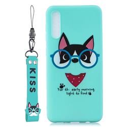 Green Glasses Dog Soft Kiss Candy Hand Strap Silicone Case for Xiaomi Mi 9