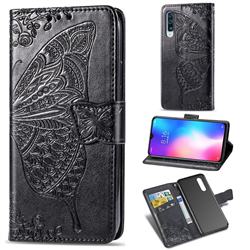Embossing Mandala Flower Butterfly Leather Wallet Case for Xiaomi Mi 9 - Black