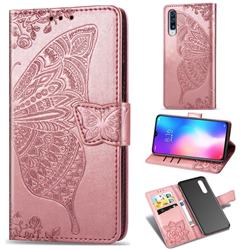 Embossing Mandala Flower Butterfly Leather Wallet Case for Xiaomi Mi 9 - Rose Gold