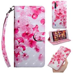 Peach Blossom 3D Painted Leather Wallet Case for Xiaomi Mi 9 Lite