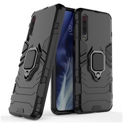 Black Panther Armor Metal Ring Grip Shockproof Dual Layer Rugged Hard Cover for Xiaomi Mi 9 Pro - Black