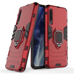 Black Panther Armor Metal Ring Grip Shockproof Dual Layer Rugged Hard Cover for Xiaomi Mi 9 Pro - Red