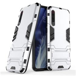 Armor Premium Tactical Grip Kickstand Shockproof Dual Layer Rugged Hard Cover for Xiaomi Mi 9 Pro - Silver
