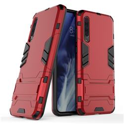 Armor Premium Tactical Grip Kickstand Shockproof Dual Layer Rugged Hard Cover for Xiaomi Mi 9 Pro - Wine Red
