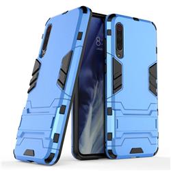 Armor Premium Tactical Grip Kickstand Shockproof Dual Layer Rugged Hard Cover for Xiaomi Mi 9 Pro - Light Blue