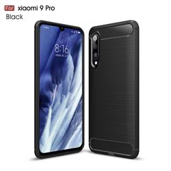 Luxury Carbon Fiber Brushed Wire Drawing Silicone TPU Back Cover for Xiaomi Mi 9 Pro - Black