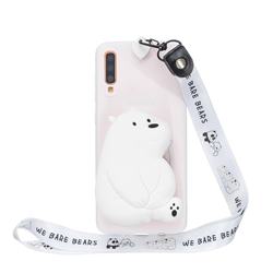 White Polar Bear Neck Lanyard Zipper Wallet Silicone Case for Xiaomi Mi 9 Pro