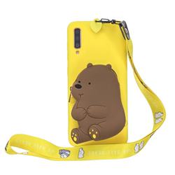 Yellow Bear Neck Lanyard Zipper Wallet Silicone Case for Xiaomi Mi 9 Pro