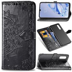 Embossing Imprint Mandala Flower Leather Wallet Case for Xiaomi Mi 9 Pro - Black