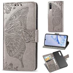 Embossing Mandala Flower Butterfly Leather Wallet Case for Xiaomi Mi 9 Pro - Gray