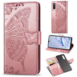 Embossing Mandala Flower Butterfly Leather Wallet Case for Xiaomi Mi 9 Pro - Rose Gold
