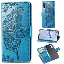 Embossing Mandala Flower Butterfly Leather Wallet Case for Xiaomi Mi 9 Pro - Blue
