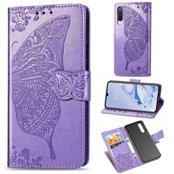 Embossing Mandala Flower Butterfly Leather Wallet Case for Xiaomi Mi 9 Pro - Light Purple