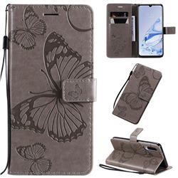 Embossing 3D Butterfly Leather Wallet Case for Xiaomi Mi 9 Pro - Gray