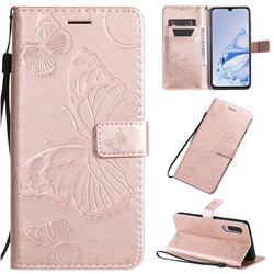 Embossing 3D Butterfly Leather Wallet Case for Xiaomi Mi 9 Pro - Rose Gold