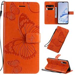 Embossing 3D Butterfly Leather Wallet Case for Xiaomi Mi 9 Pro - Orange