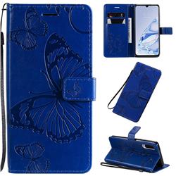 Embossing 3D Butterfly Leather Wallet Case for Xiaomi Mi 9 Pro - Blue