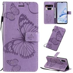 Embossing 3D Butterfly Leather Wallet Case for Xiaomi Mi 9 Pro - Purple