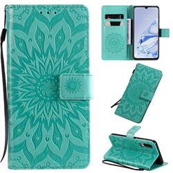 Embossing Sunflower Leather Wallet Case for Xiaomi Mi 9 Pro - Green