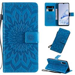 Embossing Sunflower Leather Wallet Case for Xiaomi Mi 9 Pro - Blue