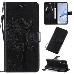 Embossing Butterfly Tree Leather Wallet Case for Xiaomi Mi 9 Pro - Black