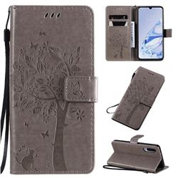 Embossing Butterfly Tree Leather Wallet Case for Xiaomi Mi 9 Pro - Grey