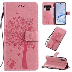 Embossing Butterfly Tree Leather Wallet Case for Xiaomi Mi 9 Pro - Pink