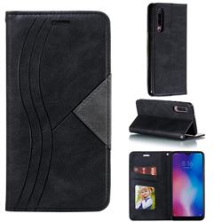 Retro S Streak Magnetic Leather Wallet Phone Case for Xiaomi Mi 9 Pro - Black