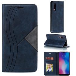 Retro S Streak Magnetic Leather Wallet Phone Case for Xiaomi Mi 9 Pro - Blue