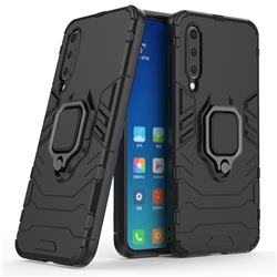 Black Panther Armor Metal Ring Grip Shockproof Dual Layer Rugged Hard Cover for Xiaomi Mi 9 SE - Black