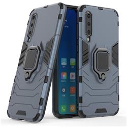 Black Panther Armor Metal Ring Grip Shockproof Dual Layer Rugged Hard Cover for Xiaomi Mi 9 SE - Blue
