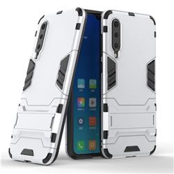 Armor Premium Tactical Grip Kickstand Shockproof Dual Layer Rugged Hard Cover for Xiaomi Mi 9 SE - Silver
