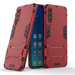 Armor Premium Tactical Grip Kickstand Shockproof Dual Layer Rugged Hard Cover for Xiaomi Mi 9 SE - Wine Red