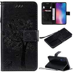 Embossing Butterfly Tree Leather Wallet Case for Xiaomi Mi 9 SE - Black