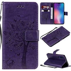 Embossing Butterfly Tree Leather Wallet Case for Xiaomi Mi 9 SE - Purple