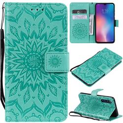 Embossing Sunflower Leather Wallet Case for Xiaomi Mi 9 SE - Green
