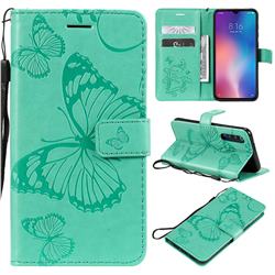 Embossing 3D Butterfly Leather Wallet Case for Xiaomi Mi 9 SE - Green