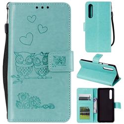 Embossing Owl Couple Flower Leather Wallet Case for Xiaomi Mi 9 SE - Green