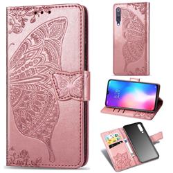 Embossing Mandala Flower Butterfly Leather Wallet Case for Xiaomi Mi 9 SE - Rose Gold