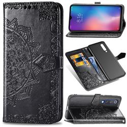 Embossing Imprint Mandala Flower Leather Wallet Case for Xiaomi Mi 9 SE - Black