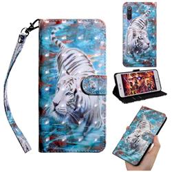 White Tiger 3D Painted Leather Wallet Case for Xiaomi Mi 9 SE